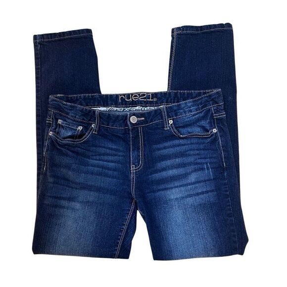 RUE21 Denim Jeans Women's Size 13/14 Blue Dark Wash Mid-rise Skinny Stretch - Picture 9 of 15